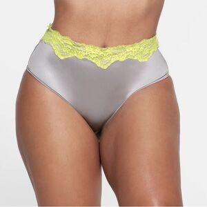 Skims Lace Swim High Waisted Full Brief Color Chrome Size M NWT